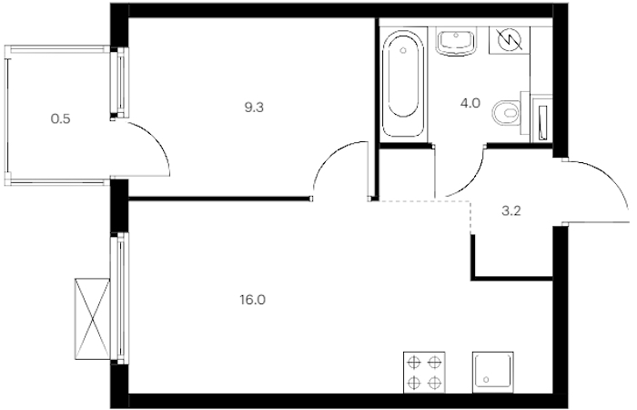 1-комнатная квартира 33 м², 6/11 эт., ЖК «Витебский парк»